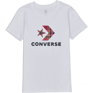 Converse WOMENS STAR CHEVRON PLAID INFILL TEE Dámské tričko, Bílá,Černá,Červená, velikost