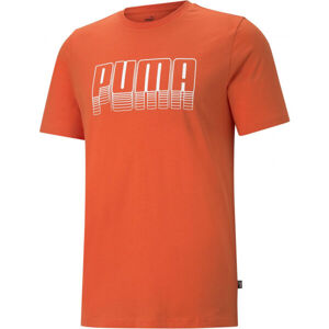 Puma PUMA BASIC TEE Pánské triko, Oranžová,Bílá, velikost