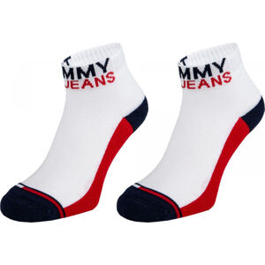Tommy Hilfiger UNISEX TOMMY JEANS QUARTER 2P Unisexové ponožky, Tmavě modrá,Bílá,Červená, velikost 43-46